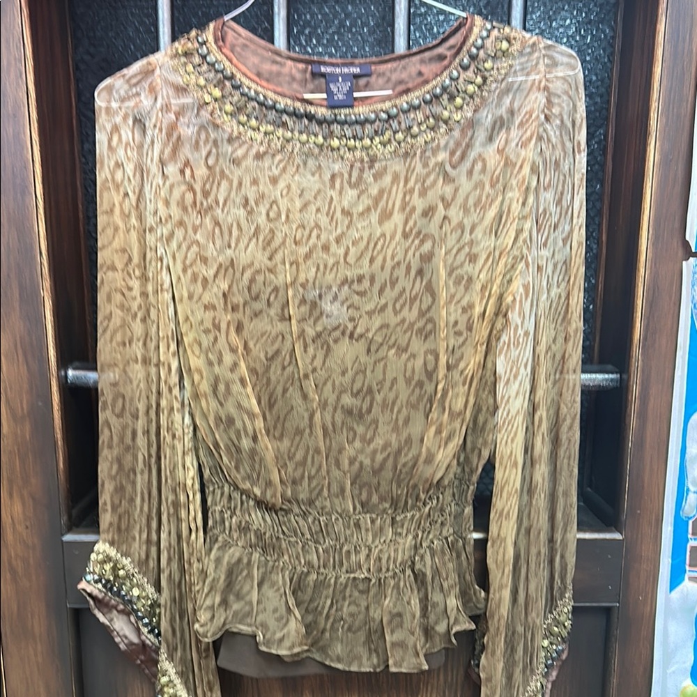 Elegant Brown Leopard Print Blouse